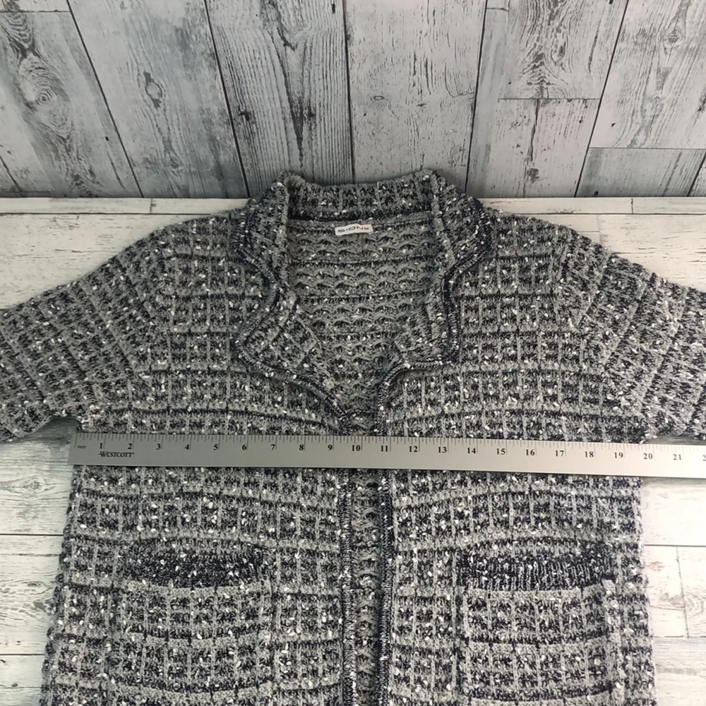 Sioni Nubby Knit Open Front Fringed Cardigan Medium